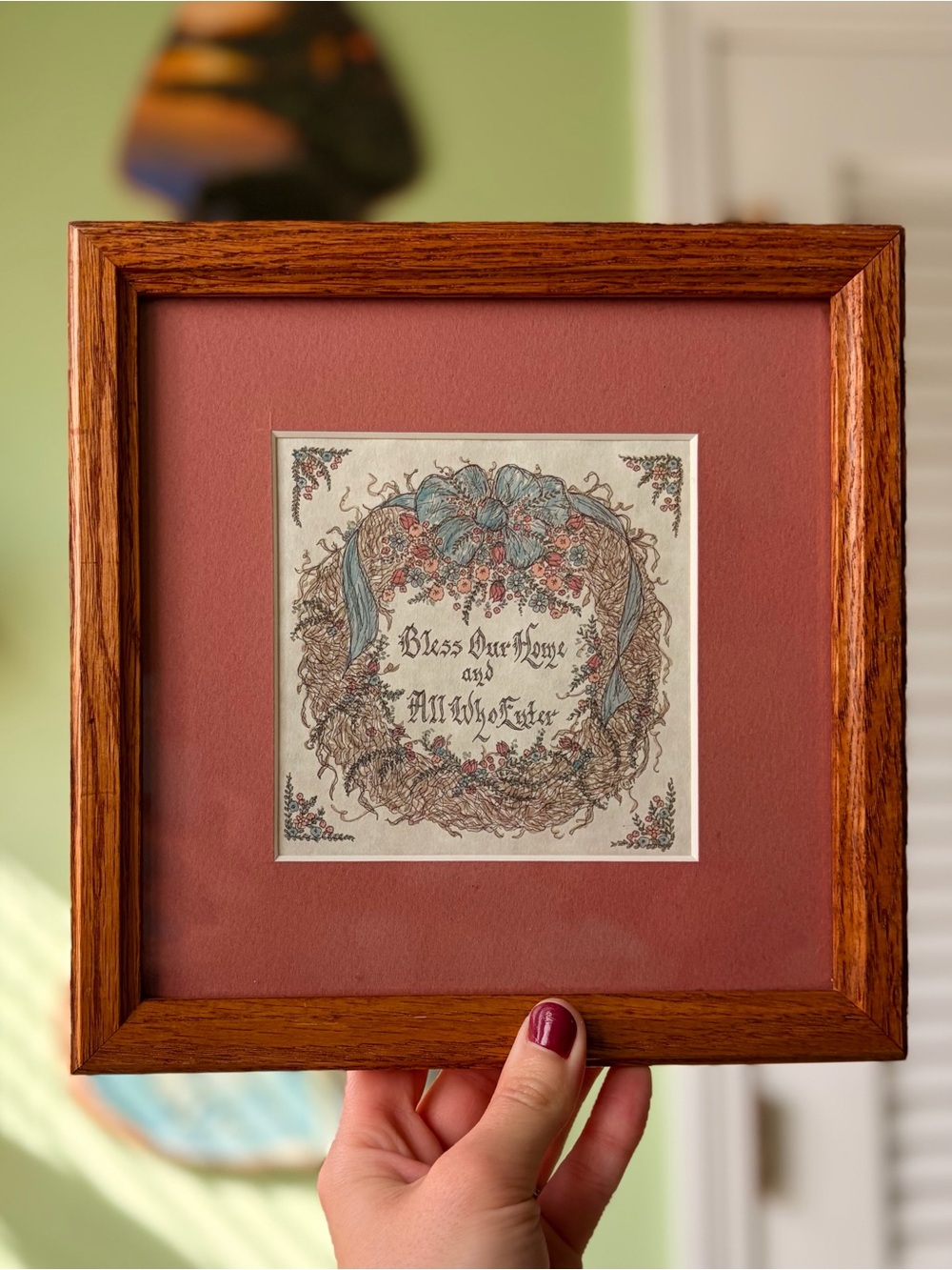Home Art Framed Bless Our Home Wall Art Floral Accent